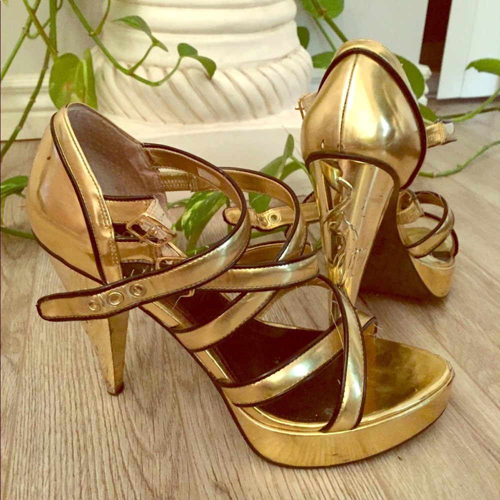 Gold Baby Phat strappy heels